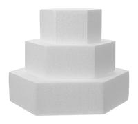 GRADENEVE 3pcs Hexagon Foam Cake Decorating Models Lightweight Portable Practice Cake Dummies for Manual Homework and Dessert Making Practice