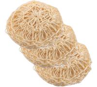 GRADENEVE 3pcs Khaki Sisal Hemp Bath Scrubbers for Gentle Exfoliation and Stronger Cleaning Ability, Round Body Scrubs Convenient for Shower and Bathing Accessories