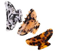 GRADENEVE 3pcs Leopard Print Claw Hair Clips for Women - French Style Acetate Tortoise Shell Hair Claws with Strong Hold, Non-Slip Decorative Clamps for Everyday and Party Styling
