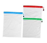 GRADENEVE 3pcs Reusable Mesh Produce Bags for Vegetables and Fruits Drawstring Storage Net Bags Breathable Material for Grocery Shopping and Home Organization