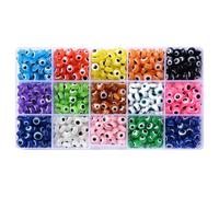 GRADENEVE 450pcs Resin Evil Eye Beads for DIY Jewelry Crafting with Mini Hole for Stringing, Gorgeous Stylish Flat Oval Beads for Bracelet Making and Necklace Making