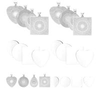 GRADENEVE 48pcs Silver Alloy Jewelry Making Tray with Strong and Hard Metal Base, and Oval Cabochon Settings for Crafts and DIY Jewelry Projects