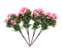 GRADENEVE 4pcs Artificial Pink Rhododendrons Silk Flowers Decorative Flowers for Home Table Decoration Easy to Maintain and Not Easy to Lose Shape for Arrangement Decoration and Office