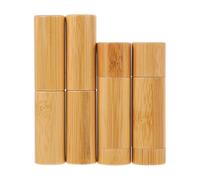GRADENEVE 4pcs Bamboo Lipstick Empty Tubes Portable Lightweight Cosmetic Containers with Lid Small Lipstick Bottles for Travel and DIY Makeup Storage