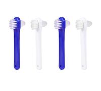 GRADENEVE 4pcs Dual Head Denture Cleaning Brush Large Brush Heads for Thorough Clean Non-Slip Handle White Blue for Easy Portability