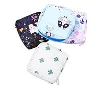 GRADENEVE 4pcs Maternity Pads Storage Bag Sanitary Napkin Case Zipper Compact Pouches for Women Girls The Go Random Style