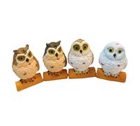 GRADENEVE 4pcs Mini Resin Owl Figurines Lightweight Decorative Ornaments for Succulent Flower Pots and Garden Micro Landscape Owl Models for Indoor Outdoor Use