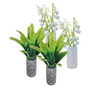 GRADENEVE 4pcs Miniature Doll House Potted Plant Set with Light Green Resin Small Bonsai Decorations for Room and Miniature Garden Photo Prop