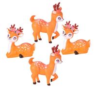 GRADENEVE 4pcs Orange Deer Mini Figurines Micro Landscape Ornament Decoration Accessory Made of Abs for Desktop Decor and Garden Creating a Cheerful Atmosphere