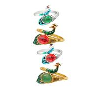 GRADENEVE 4Pcs Peacock Crochet Rings for Yarn Guiding Decorative Finger Rings for Women Lightweight Knitting Accessories with Elegant Design for Crocheting and Stylish Finger Decoration