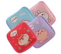GRADENEVE 4pcs Portable Canvas Period Bag for Girls Cute Reusable Sanitary Napkin Holder for School Travel Compact Storage for Menstrual Pads Essentials
