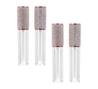 GRADENEVE 4PCS Portable Empty Lip Gloss Tubes with Rhinestone Patch Transparent and DIY Lip Oil Bottles Lightweight Refillable Containers for Travel and
