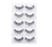 GRADENEVE 5 Pairs Waterproof Black Fake Eyelashes Made of Artificial Fiber, Comfortable and Easy to Apply, for Natural Look and Daily Use