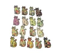 GRADENEVE 50pcs Cat Shape Wood Buttons with 2 Holes for Sewing and DIY Crafting, Natural Wooden Material Suitable for Jeans and Fabric, for Scrapbooking and Crochet Projects Random Color