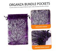 GRADENEVE 50Pcs Halloween Spider Web Gauze Bags Organza Bundle Pockets for Candy Storage Lightweight Drawstring Pouches Festive Treat Bags for Party Favors and Gift Wrapping