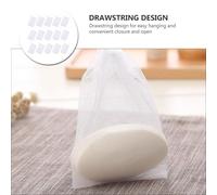 GRADENEVE 50pcs White Foaming Soap Nets with Hanging Buckle Mesh Pouches for Handmade Soap Use Bubble Maker and Holder for Shower and Facial Cleansing