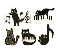 GRADENEVE 5pcs Cat Brooches Enamel Pins with Vibrant Touch, Clip on Clothes and Backpacks, Alloy Material, Adorable Black Cat Design for Hats and Christmas Accessories