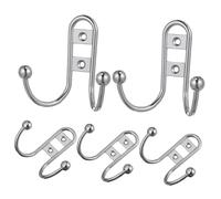 GRADENEVE 5Pcs European Style Double Wall Hooks Multipurpose Coat Hangers for Kitchen Bathroom Bedroom Wardrobe Rust-Resistant Silver Finish