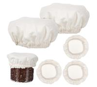 GRADENEVE 5pcs Fabric Bowl Covers for Sourdough Starter Jar Stretchy Food Storage Lids for Fermenting Reusable Cloth Covers for Bread Baking Fits Mouth