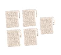 GRADENEVE 5Pcs Soap Saver Pouch with Drawstring for Shower Natural Ramie and Jute Foaming Soap Bag Exfoliating Bath Net for Skin Care for Family Use