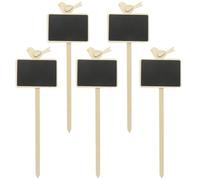 GRADENEVE 5pcs Wooden Message Blackboards Garden Stake Tags Plant Labels Easy to Write on Easy to Install Wood Material for Patio Lawn and Garden