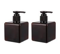 GRADENEVE 6pcs 250ml Brown Square Pump Bottles for Shampoo Shower Gel Hand Soap Lotion Dispenser Set for Bathroom and Travel Storage Random Style