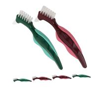 GRADENEVE 6pcs Denture Cleaning Brush Double Side Teethbrush Travel Denture Brush Fake Tooth Cleaner Nylon