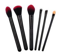 GRADENEVE 6pcs Portable Makeup Brush Set for Women, Soft Red Synthetic Hair Eyeshadow, Angled Eyebrow and Blush Brushes, Professional Cosmetic Tools for Travel and Daily Use