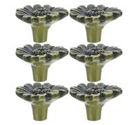 GRADENEVE 6pcs Vintage Floral Chrysanthemum Drawer Pull Handles Solid Zinc Alloy Cabinet Hardware with Single Hole Mounting, Scratch-Resistant Metallic Finish for Cabinets and Mini Drawers