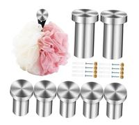 GRADENEVE 8 Pcs Stainless Steel Bathroom Towel Hooks Wall Mount Shower Hooks with Screws Heavy-Duty for Hanging Clothes Robes Loofahs Slip-Resistant Rounded Design