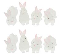 GRADENEVE 8pcs Glowing Bunny Figurines Resin Mini Rabbit Garden Statues for Micro Landscaping Enhancing Nighttime Ambiance in Mini Garden Decoration
