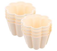 GRADENEVE 8pcs Milk White Jelly Pudding Molds Set, Plastic Flower Shape Mini Cheesecake and Egg Custard Baking Moulds for Cake, Flan Pan and Dessert Making at Home