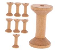 GRADENEVE 8Pcs Wooden Craft Spools for Thread Cord Roll Antique Bobbin Weaving Tool with Punched Center for Sewing Embroidery and DIY Projects Khaki