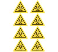 GRADENEVE 8pcs Yellow Biological Hazard Warning Stickers for Laboratory Use, PC Material Security Signs Easy to Carry Design for Infection Risk Awareness
