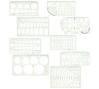 GRADENEVE 9pcs Green Plastic Geometric Drawing Templates with Circle and Oval Stencils for School on The Go Use, Versatile Measuring Tools with Multiple Sizes for Students and Artists