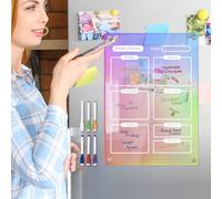 GRADENEVE Acrylic Dry Erase Memo Writing Board Small Magnetic Planning Board for Weekly Tasks Office and Home Use with Spacious Note Area