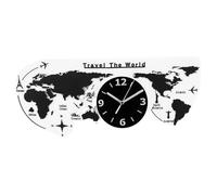 GRADENEVE Acrylic World Map Wall Clock Black Decorative Living Silent Art Decor Easy Install Creative Home Wall-mounted Clock for Bedroom Dining