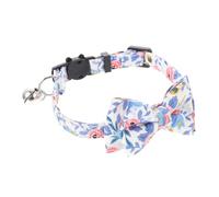 GRADENEVE Adjustable Blue White Floral Bowknot Cat Collar Wide Lightweight Cotton Kitten Collar Breathable Pet Decor Accessory for Daily Wear and Party Favors