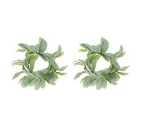 GRADENEVE Artificial Leaf Wreath Candle Holder Material 2pcs with Realistic Green Leaves and Fade-resistant Decoration for Party and Gathering Table
