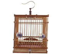 GRADENEVE Bamboo Bird Cage Rectangular Bird Cage Light Brown Metal