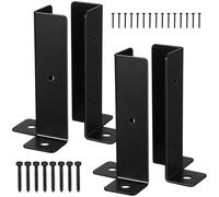 GRADENEVE Bolt Down Post Support 100Mm 4Pcs Black Iron Fence Post Brackets with Half Column and Slotted Design for Flexible Mounting and Easy Installation Suitable for Fence and Mailbox