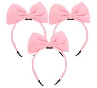 GRADENEVE Bowknot Headband Soft Chiffon Fabric Pink and Women 3pcs with Large 3d Bow and Plastic Frame, Comfortable Non-slip Hair Accessory for Spa and Party Use
