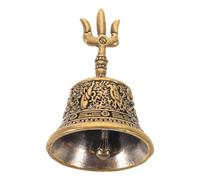 GRADENEVE Brass Hand Call Bell with Trident Handle, Loud and Resonant Sound, Traditional Craftsmanship, for Meditation and Decorative Settings, Sturdy Solid Brass Construction