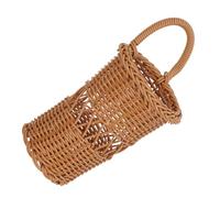 GRADENEVE Brown Woven Hanging Utensil Holder Basket, Small Handcrafted Flatware Organizer for Forks Chopsticks Spoons, Rustic Wall-mounted Kitchen Storage Container, 9.5x5x3.6in for Dining