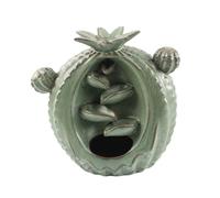 GRADENEVE Ceramic Cactus Backflow Censer Waterfall Incense Burner Elegant Home and Office Decor for Meditation Yoga Study