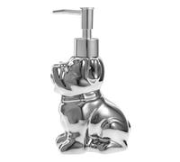 GRADENEVE Ceramic Soap Dispenser with Ergonomic Press Pump Lotion Bottle in Silver Stylish Dog-shaped Refillable Container for Shampoo Shower Gel Bathroom and Kitchen Use