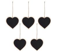 GRADENEVE Chalkboard and Write Reminders Message Boards 5pcs Wooden Heart Shaped Mini Hanging Blackboards Creative Display Menus Random Color for Home Use and Party