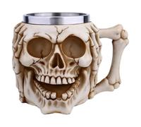 GRADENEVE Creative Skull Cup Mug with Handle, 3D Resin and Stainless Steel Coffee and Beer Drinking Cup, Unique for Home and Kitchen Use