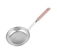 GRADENEVE Extra Large Stainless Steel Perforated Skimmer with Wooden Handle Ergonomic Food Serving Strainer for Frying Quick Liquid Drainage for Home Restaurant Cooking
