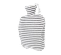 GRADENEVE Grey Striped 2000ml Hot Water Bottle Double Insert Portable PVC Warm Water Bag Plush Flannel Hand Warmer Cover for Belly and Muscle Comfort